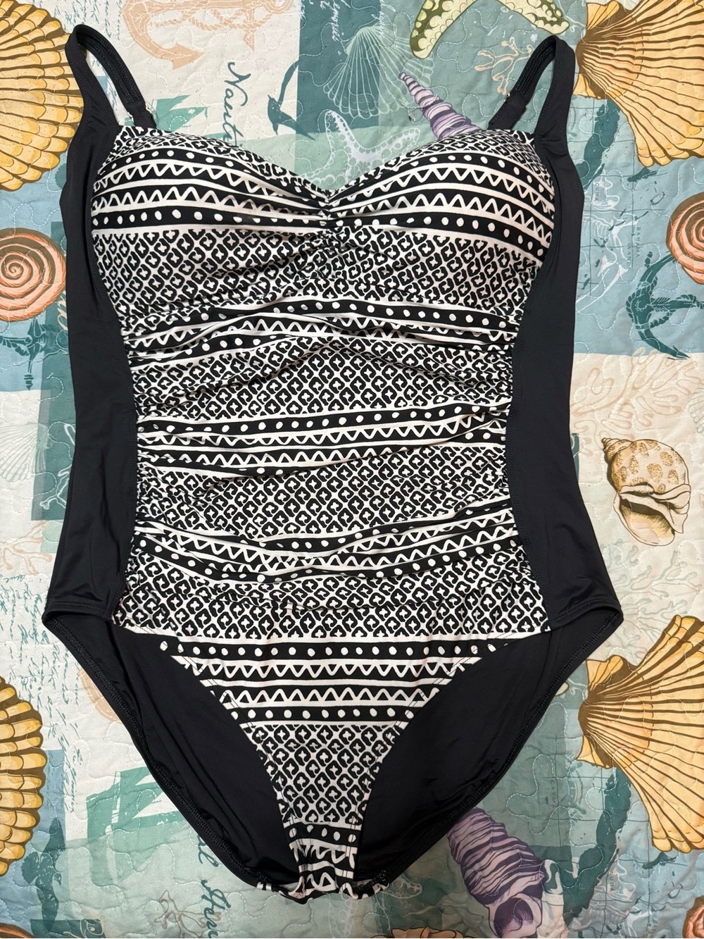 La Blanca Black and White Patterned One-Piece Swimsuit